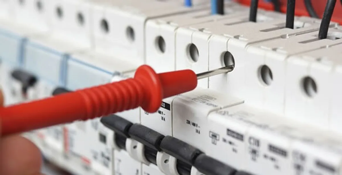 Electrical contractor testing circuit breakers during electrical repair in Getzville, NY