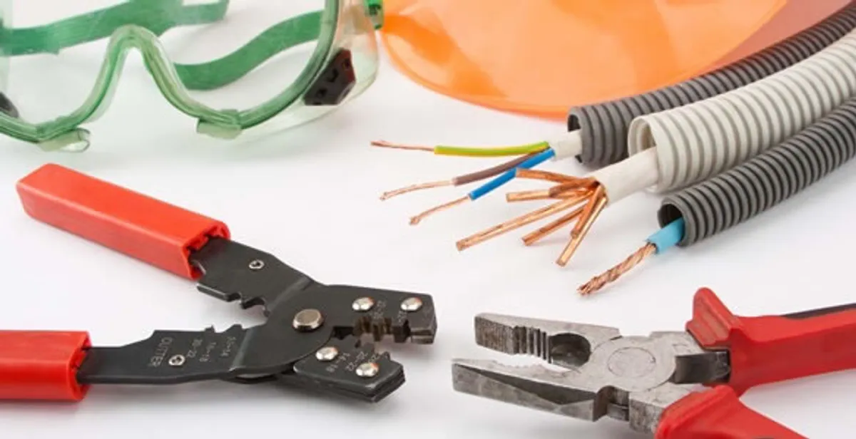 Electrical wiring repair with professional tools and safety equipment in Getzville, NY